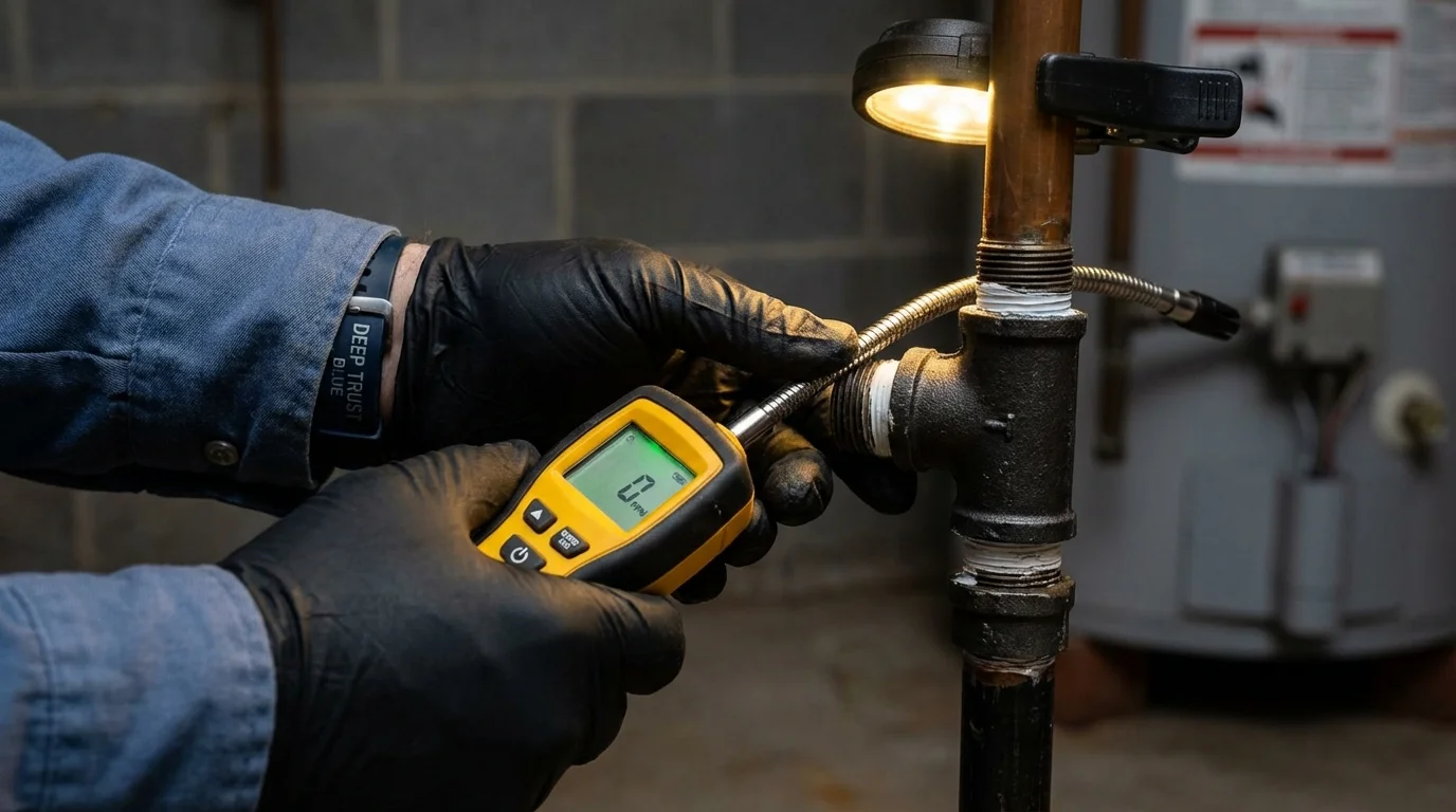 Gas leak detection with electronic sniffer by Johns Plumbing LLC in Palacios